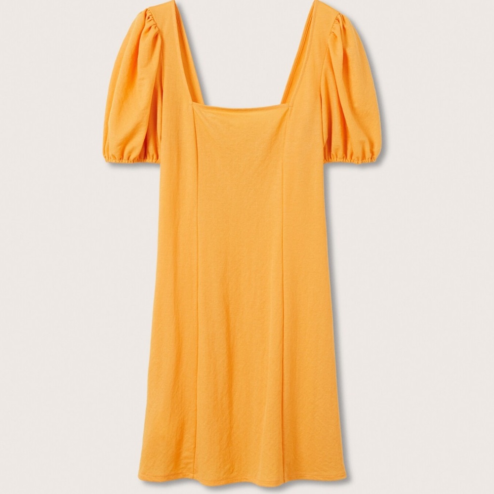Mango Orange Puff Sleeve Dress